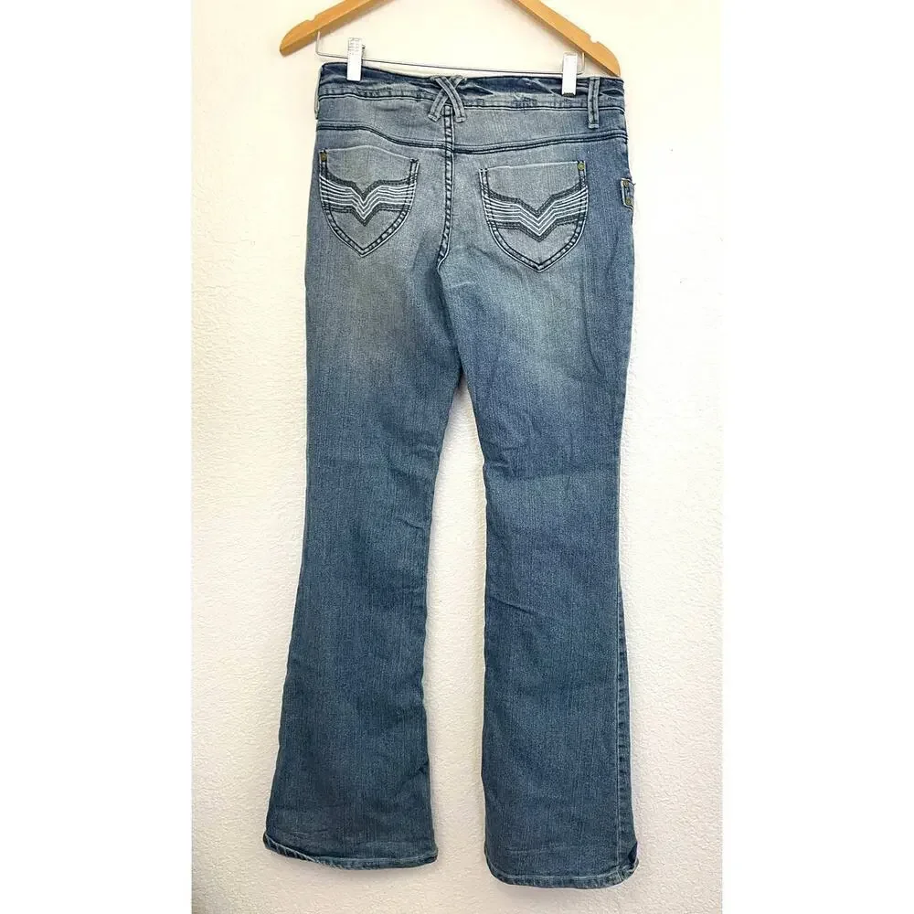VTG‎ LL Cool J Women's Blue Flare Denim Jeans Sz 5 Y2K Retro Soft 90's